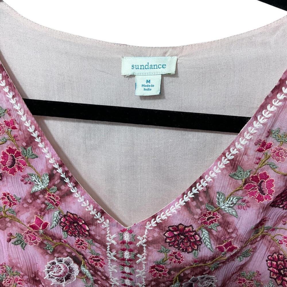 240 Sundance Gemi Embroidered Floral Pink Tie-Dye Boho Midi Dress (Medium, EUC) - Picture 5 of 5